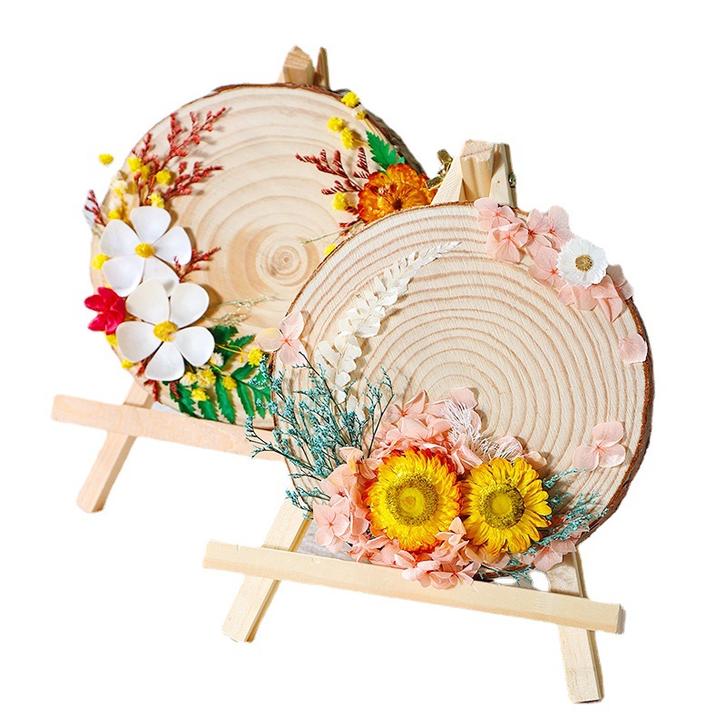 Everlasting Flower Handmade Round Wooden Piece