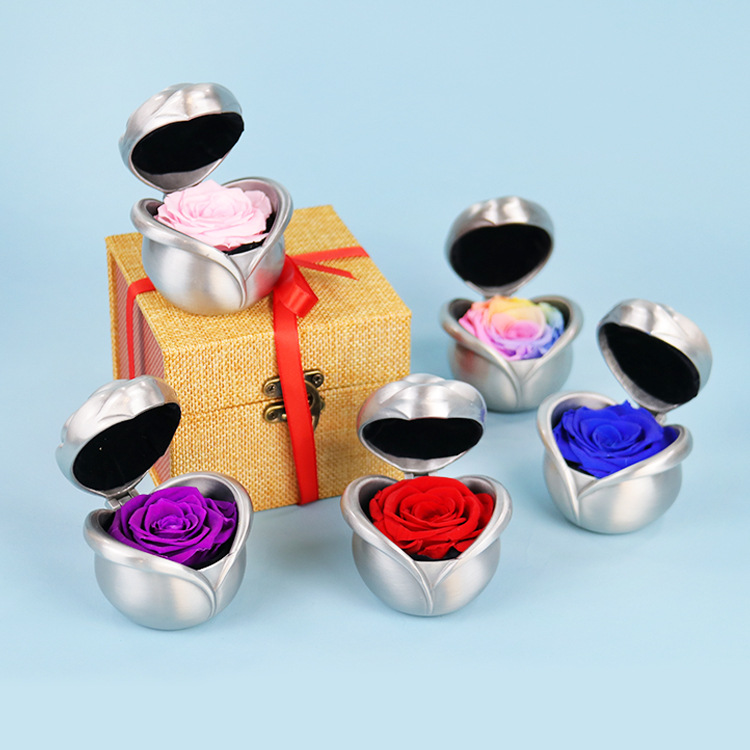 Single Rose Metal Jewellery Box
