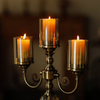 Metal And Glass Three-headed Crystal Candle Holder