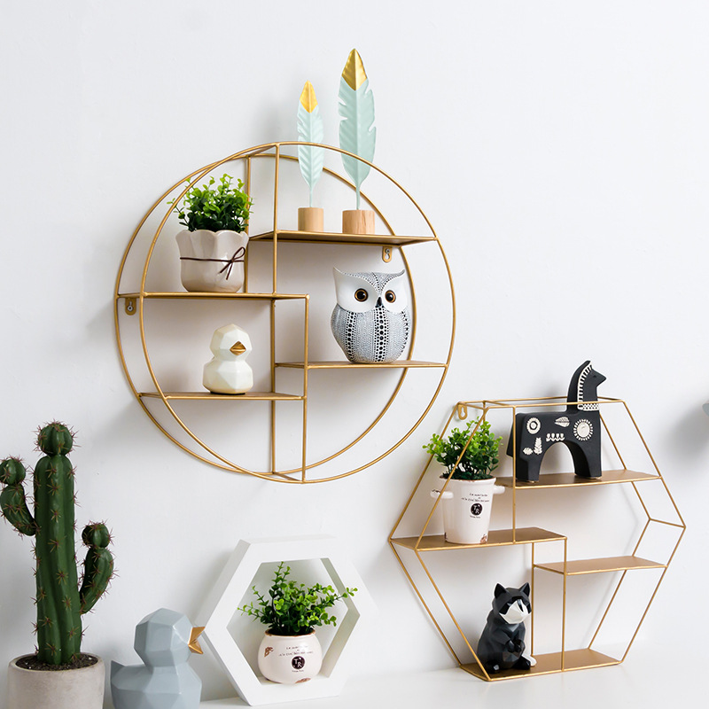 Gold Iron Shelving Wall Decor