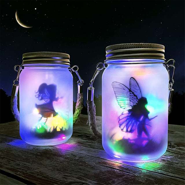 Solar Lantern Fairy Lights Garden Frosted Glass Ornament Lights