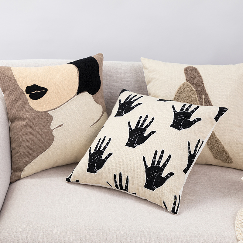 Abstract Towel Embroidered Throw Pillow