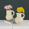 Modern Ceramic Cream-yellow Handle Vase