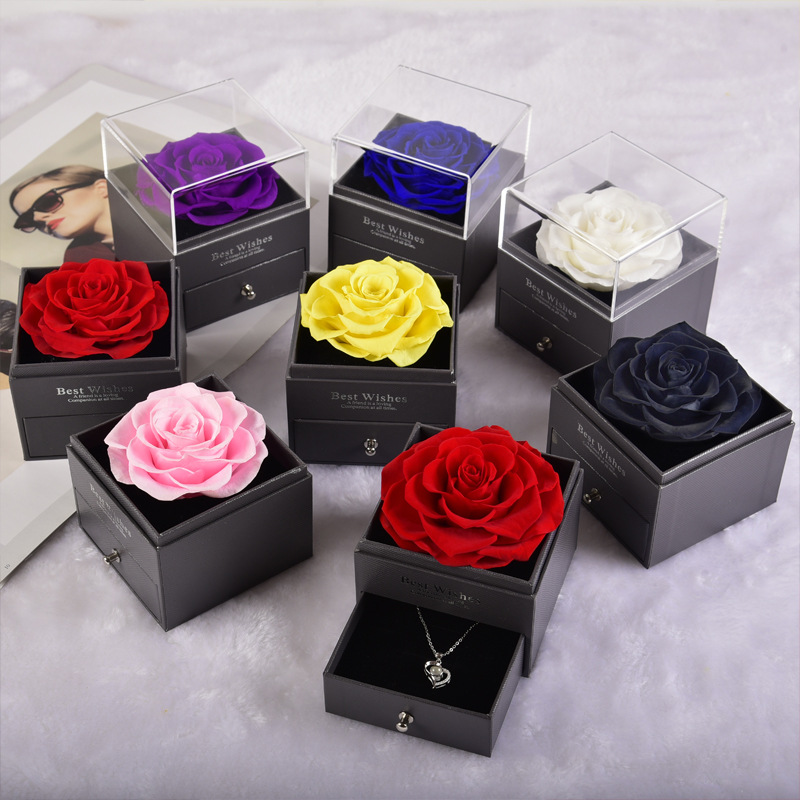 Preserved Rose with Jewelry Gifts Eternal Flowers Gifts for Her