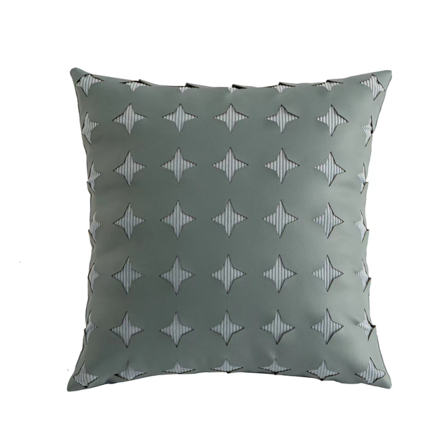 Leather Hollow Stars Throw Pillow