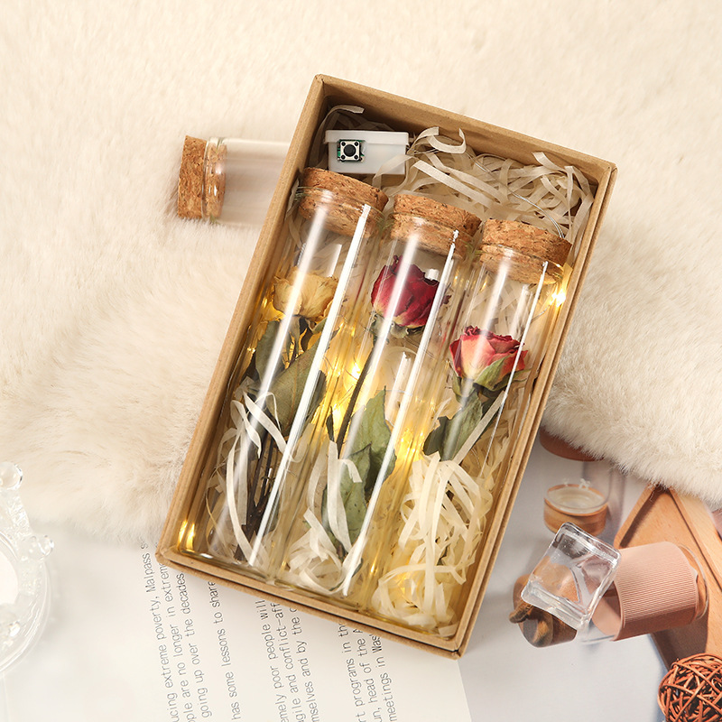 Dried Rose Test Tube Glass Decoration