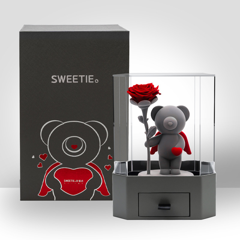 Forever Rose Bear Acrylic Gift Box