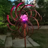 Solar Wind Spinner Willow Leaves Lighting Garden Decor