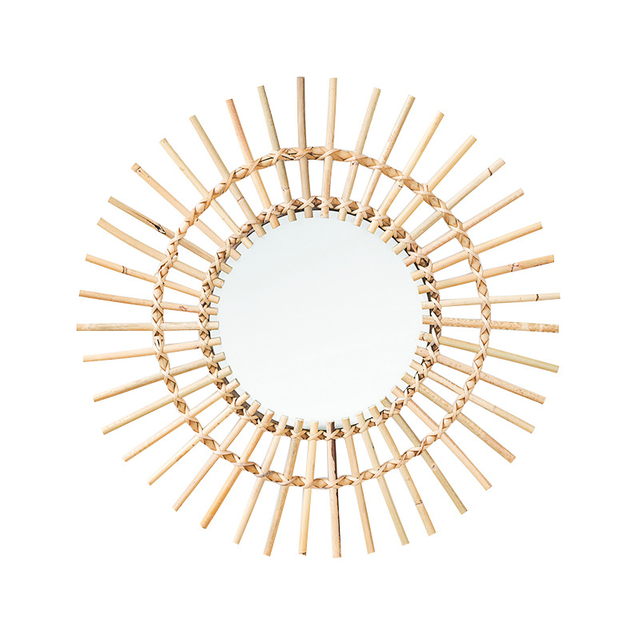 Rattan Woven Round Mirror Home Decor