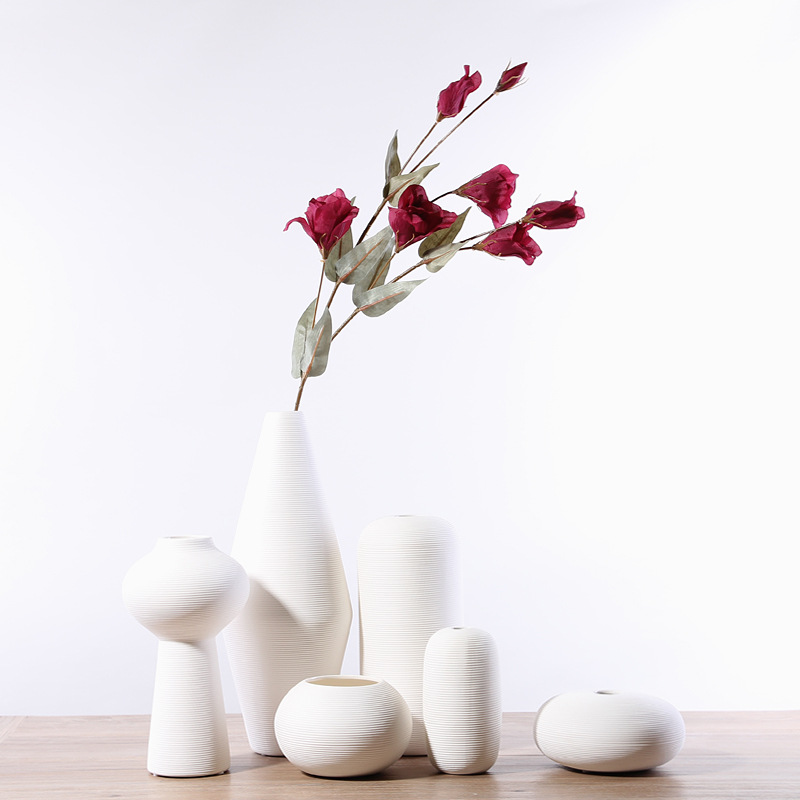 Ceramic White Modern Flower Vases Home Decorations