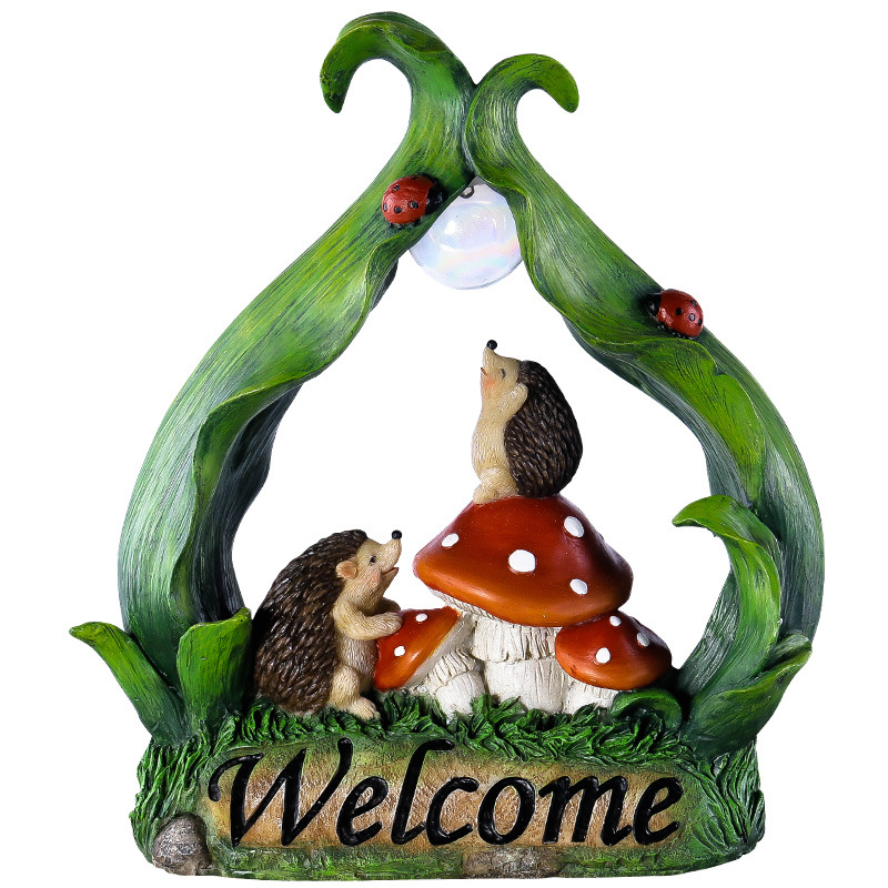 Hedgehog Outdoor Statue Yard Patio Solar Light Garden Decoration