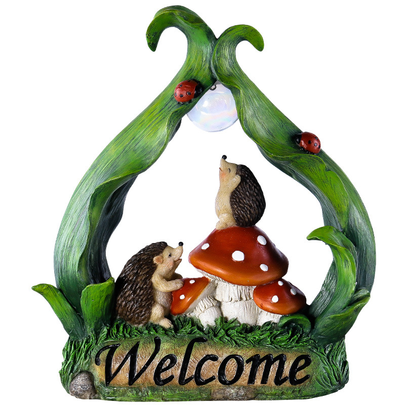 Hedgehog Outdoor Statue Yard Patio Solar Light Garden Decoration