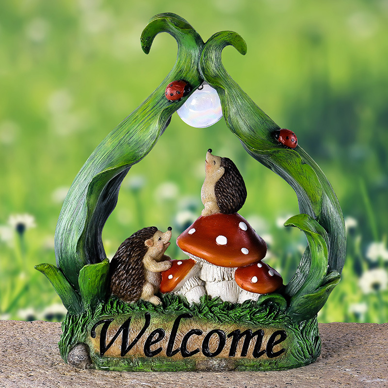 Hedgehog Outdoor Statue Yard Patio Solar Light Garden Decoration