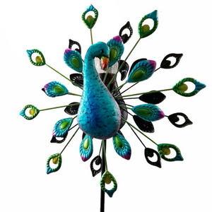 Peacock Display Shape Wind Spinners Dual Direction Decor for Yard