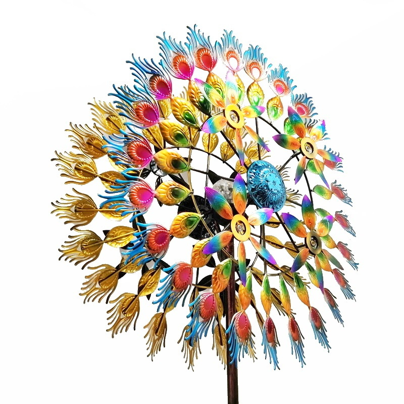 Large Outdoor Metal Peacock Wind Spinner for Yard Garden Decor