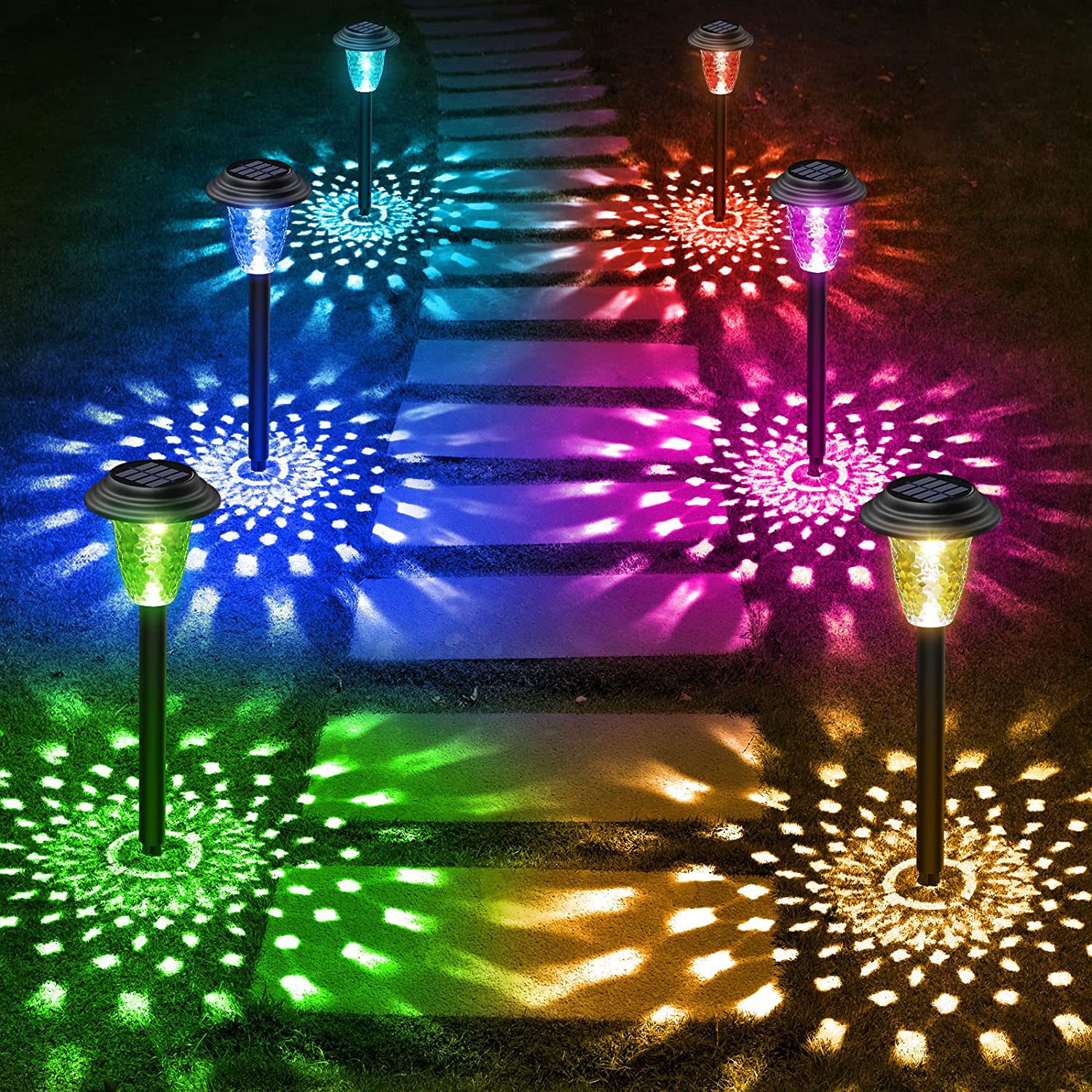 Solar Pathway Lights Color Changing Solar Lights Yard Decorative