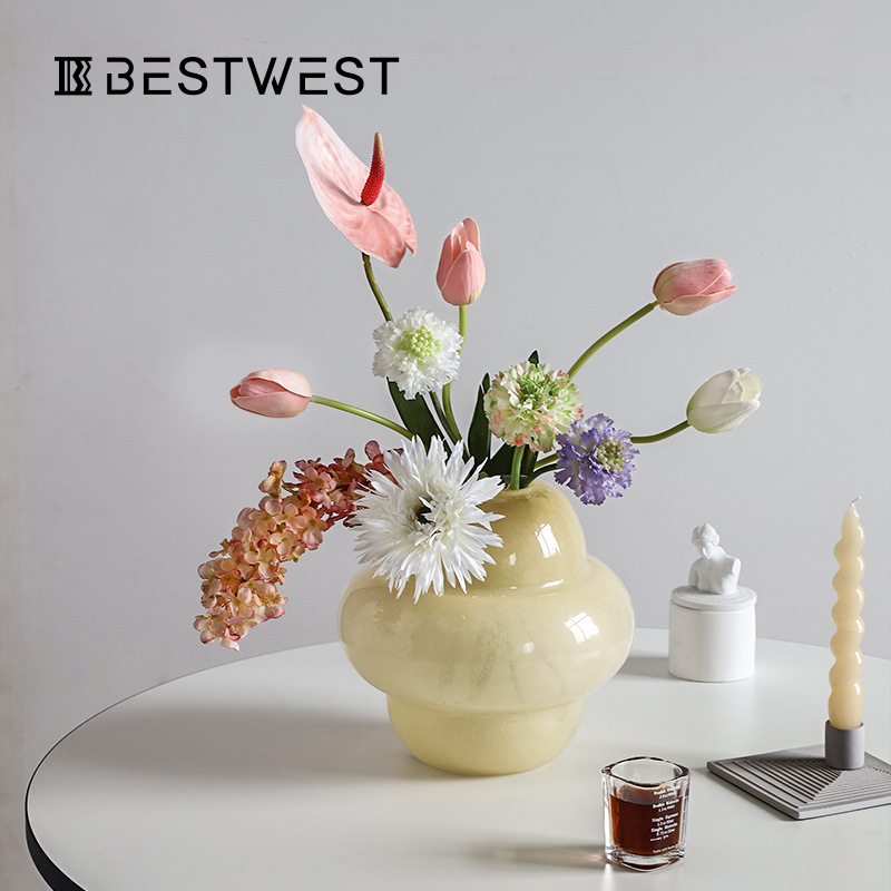 Cream Coloured Mid-vintage Style Glass Vase