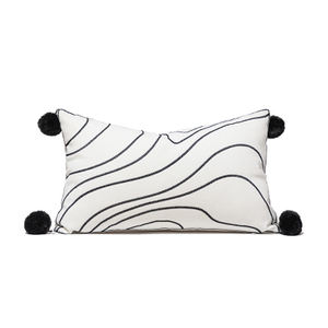 White Lumbar Pillow/Wave Design
