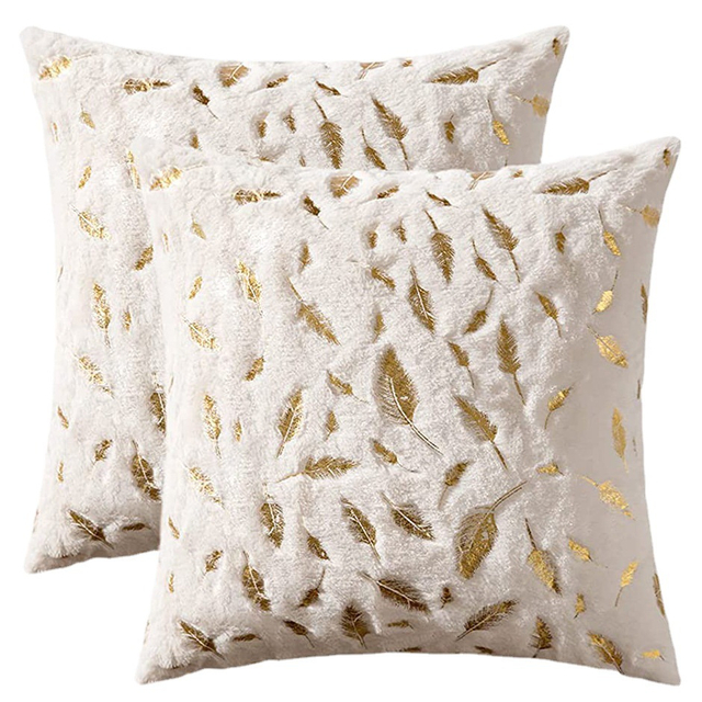 Feather Bronzed Throw Pillow