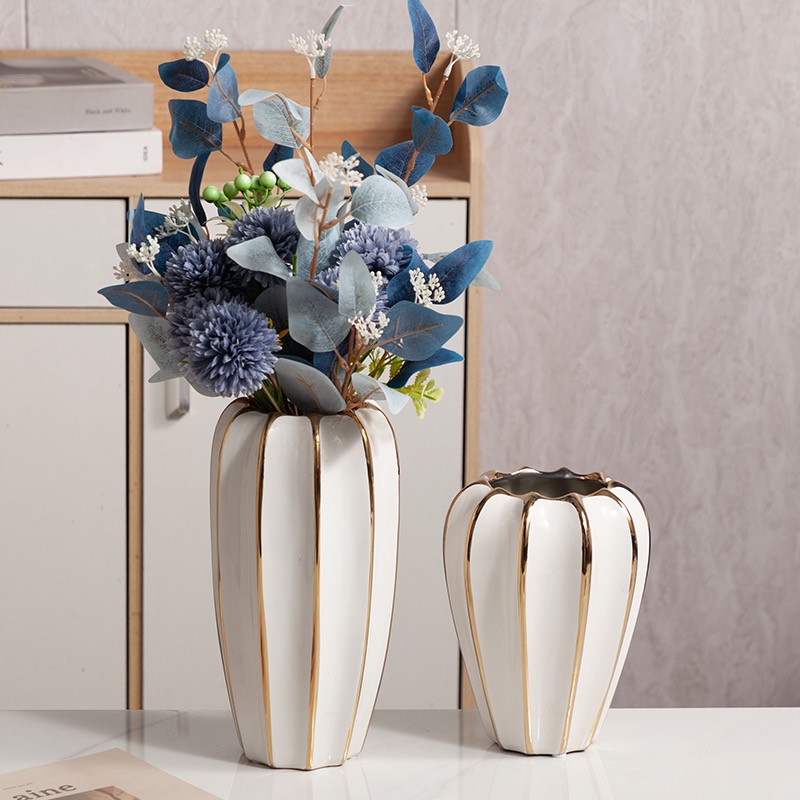 Modern Nordic Ins Ceramic Gold Rimmed Vase