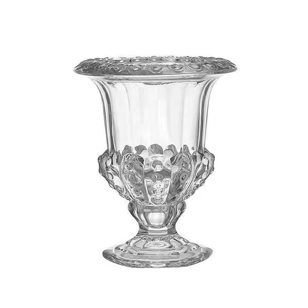 French Clear Cameo High Glass Vase