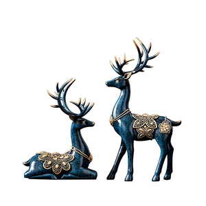 Blue Deer Statues Modern Art Sculpture Home Decor