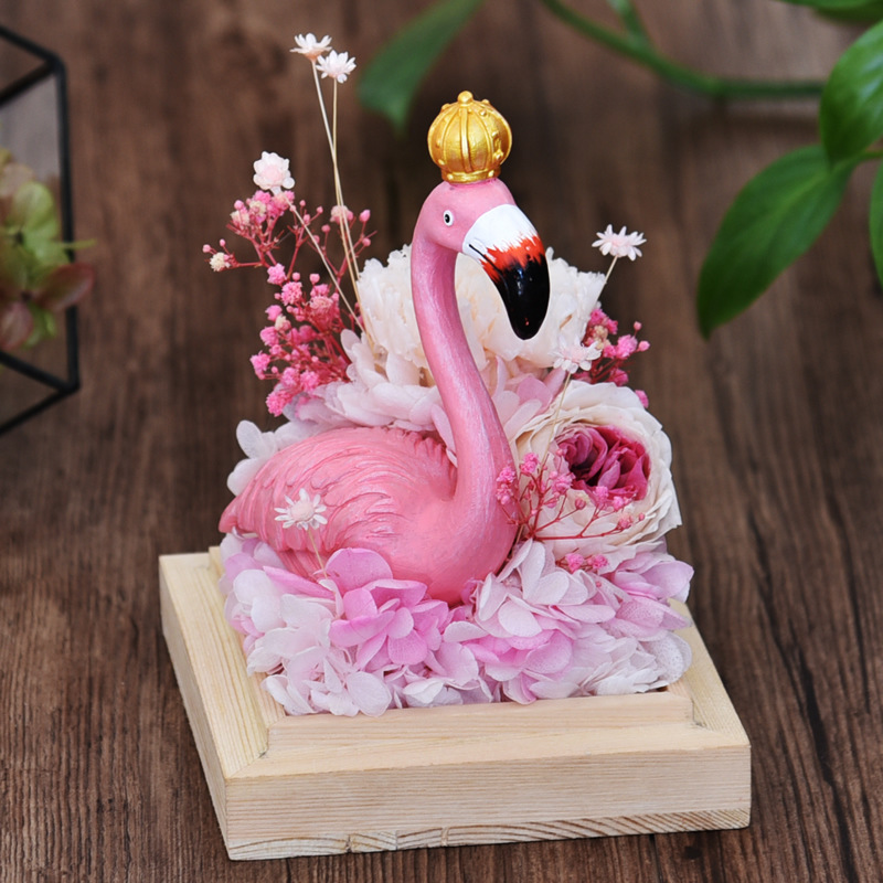 Flamingo Preserved Flower Gift Box Home Decor Ornaments