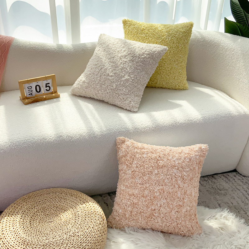 Solid Color Small Curly Hair Throw Pillow