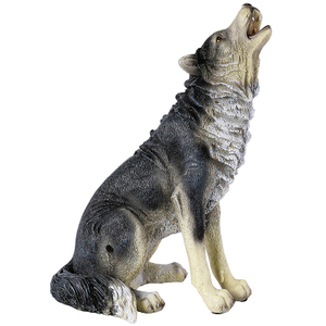 Black Wolf Statue And Figurine Voice Control Sculpture