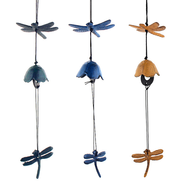 Dragonfly Wind Chimes Iron Japanese Lucky Bells Hanging Decor