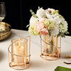 Glass Pillar Candle Holders Gold Decorative Tea Light Candleholders
