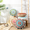 Hand Embroidered Round Throw Pillow