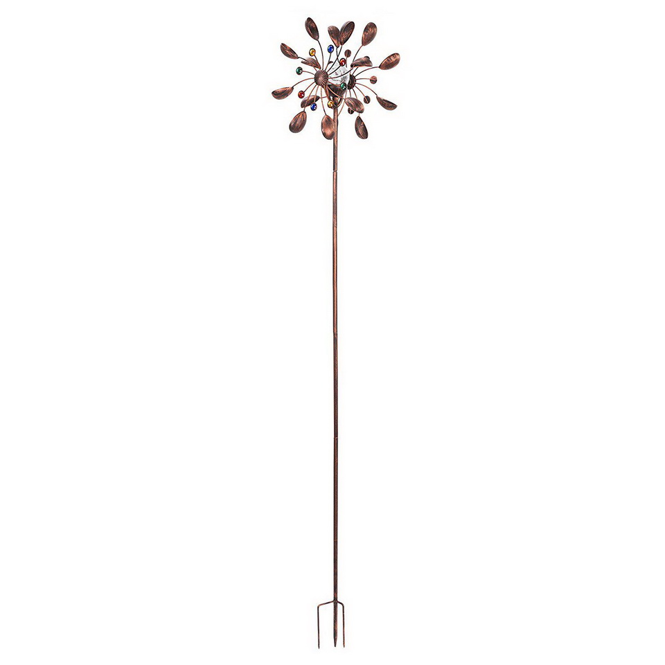 Jewel Cup LED Lighting Solar Powered Wind Spinner Garden Decor