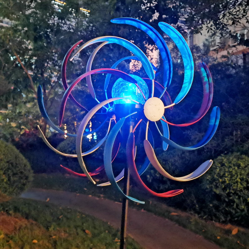 Outdoor Metal Lighting Wind Spinners Yard Decor