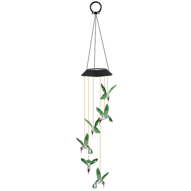 Outdoor Solar Wind Chime Lamp LED Hummingbird Wind Chime