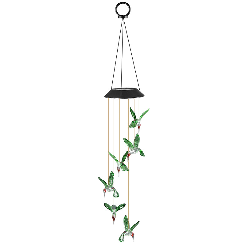 Outdoor Solar Wind Chime Lamp LED Hummingbird Wind Chime