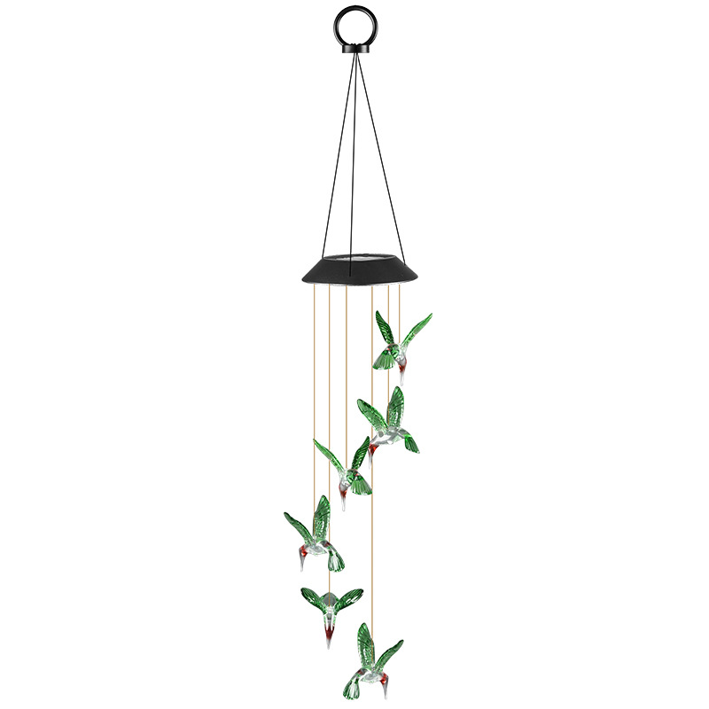 Outdoor Solar Wind Chime Lamp LED Hummingbird Wind Chime