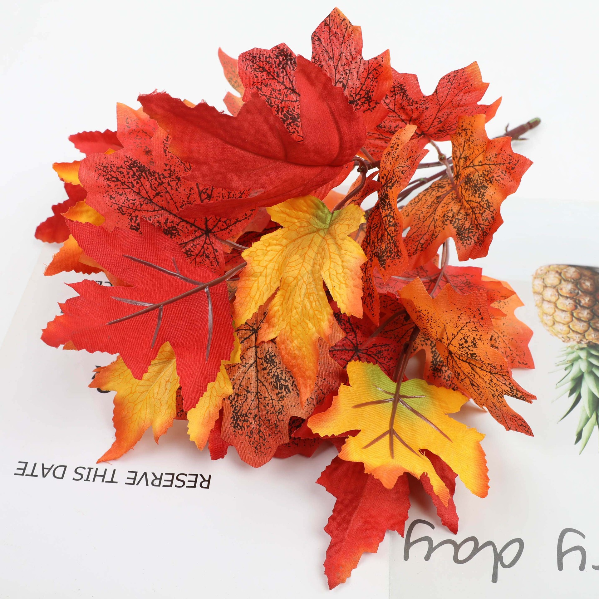 Artificial Maple Leaves Fake Fall Leaves Stems Plants Home Decor