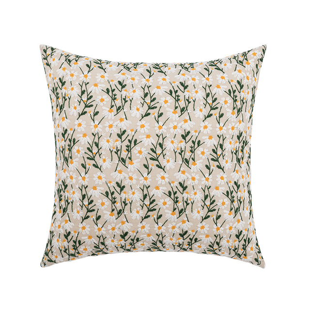 Little Daisy Embroidered Throw Pillow