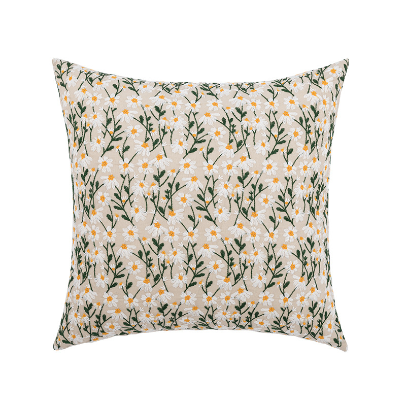 Little Daisy Embroidered Throw Pillow