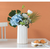 Modern Wooden Rail Style Minimalist Art Ceramic Vase with Ribbed Detail