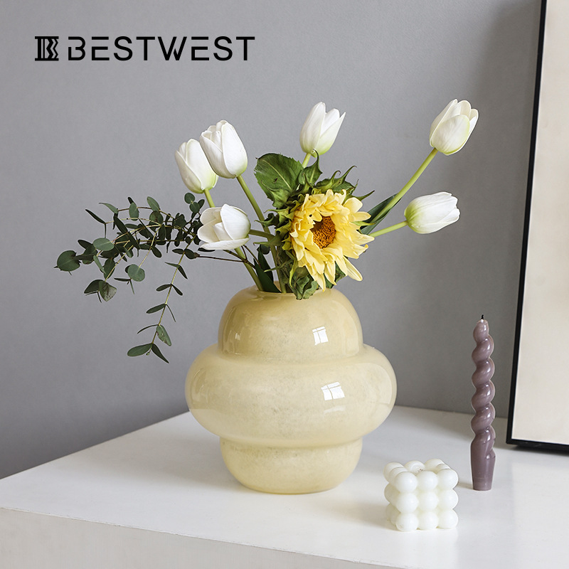 Cream Coloured Mid-vintage Style Glass Vase
