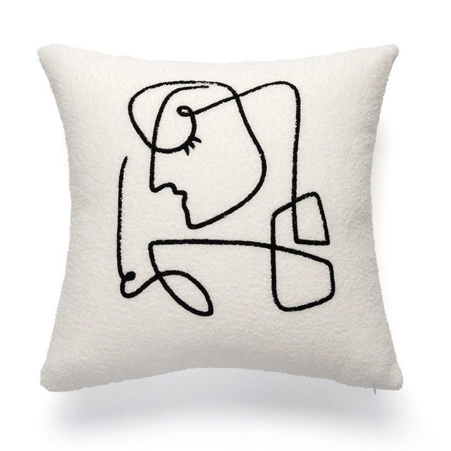 Line Face Geometric Pattern Throw Pillow