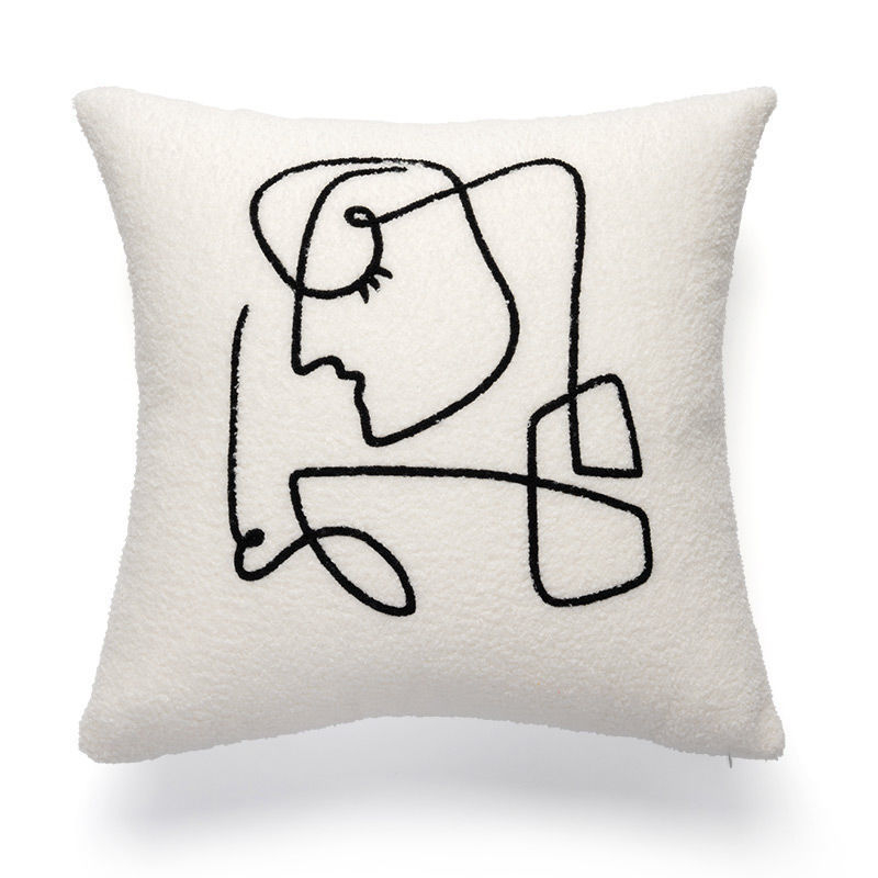 Line Face Geometric Pattern Throw Pillow